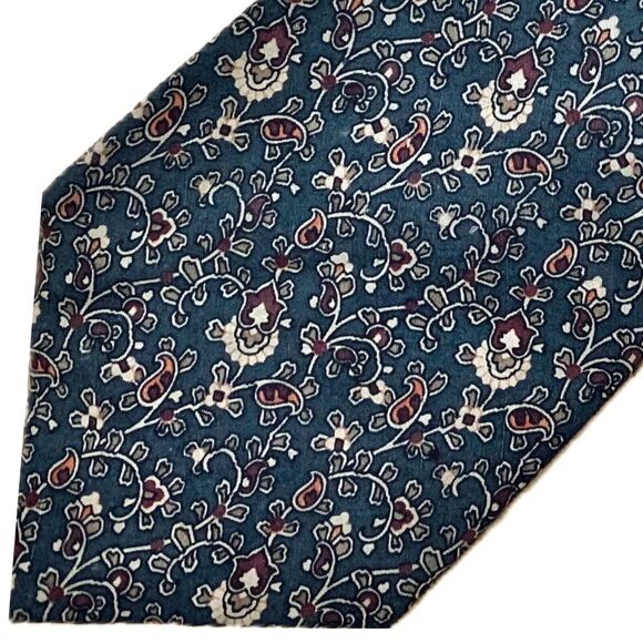 Pierre Cardin Silk Tie Green Brown Paisley Print Couture Collection Vintage - Picture 1 of 7